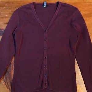 GAP cardigan.  Color is wine.